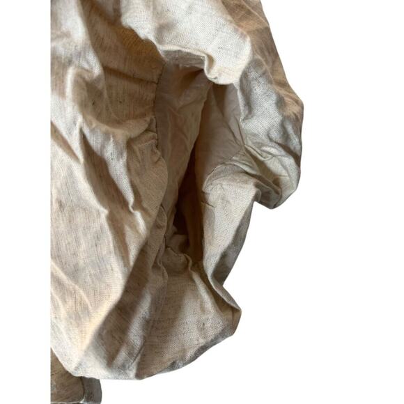 Luxxel Top Size Medium Beige Linen Rayon Button Puff Sleeve Cropped Bohemian - Picture 2 of 12